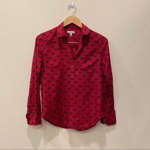 J. Crew Long Sleeve Button Front Bow Print Shirt